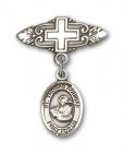 Pin Badge with St. Thomas Aquinas Charm and Badge Pin with Cross