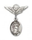 Pin Badge with St. Aedan of Ferns Charm and Angel with Smaller Wings Badge Pin
