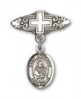 Pin Badge with St. Christian Demosthenes Charm and Badge Pin with Cross