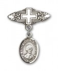Pin Badge with St. Louis Marie de Montfort Charm and Badge Pin with Cross