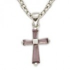 Baby's Birthstone Baguette Cross Necklace