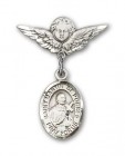 Pin Badge with St. Martin de Porres Charm and Angel with Smaller Wings Badge Pin