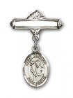 Pin Badge with St. Dunstan Charm and Polished Engravable Badge Pin