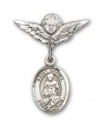 Pin Badge with St. Daniel Charm and Angel with Smaller Wings Badge Pin