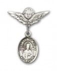 Pin Badge with St. Leo the Great Charm and Angel with Smaller Wings Badge Pin