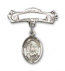 Pin Badge with St. Germaine Cousin Charm and Arched Polished Engravable Badge Pin