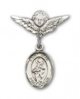 Pin Badge with St. Jane of Valois Charm and Angel with Smaller Wings Badge Pin