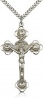 Large Men's Rosebud Tip Crucifix Pendant