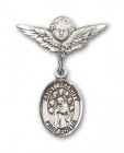 Pin Badge with St. Felicity Charm and Angel with Smaller Wings Badge Pin