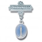 Godchild Baby Pin with Blue Sterling Silver Miraculous Medal