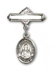 Pin Badge with St. John Chrysostom Charm and Polished Engravable Badge Pin