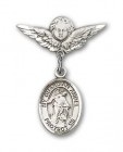 Pin Badge with Guardian Angel Charm and Angel with Smaller Wings Badge Pin