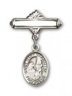 Pin Badge with St. Mary Magdalene Charm and Polished Engravable Badge Pin