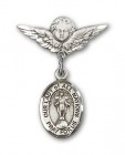 Pin Badge with Our Lady of All Nations Charm and Angel with Smaller Wings Badge Pin