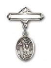 Pin Badge with St. Paul of the Cross Charm and Polished Engravable Badge Pin