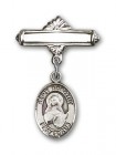 Pin Badge with St. Dorothy Charm and Polished Engravable Badge Pin