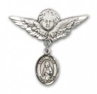 Pin Badge with St. Alice Charm and Angel with Larger Wings Badge Pin