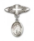 Pin Badge with St. Hildegard Von Bingen Charm and Badge Pin with Cross