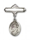 Pin Badge with St. Joseph Charm and Polished Engravable Badge Pin