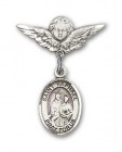 Pin Badge with St. Raphael the Archangel Charm and Angel with Smaller Wings Badge Pin