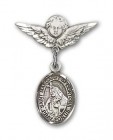 Pin Badge with St. Margaret of Cortona Charm and Angel with Smaller Wings Badge Pin