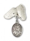 Pin Badge with St. Lidwina of Schiedam Charm and Baby Boots Pin