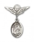 Pin Badge with St. Isabella of Portugal Charm and Angel with Smaller Wings Badge Pin
