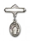 Pin Badge with Our Lady of Africa Charm and Polished Engravable Badge Pin