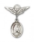 Pin Badge with St. Emily de Vialar Charm and Angel with Smaller Wings Badge Pin