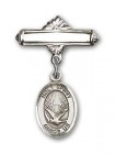 Pin Badge with Holy Spirit Charm and Polished Engravable Badge Pin