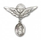 Pin Badge with St. Christina the Astonishing Charm and Angel with Larger Wings Badge Pin