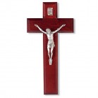 Classic 8 Inch Wall Crucifix in Dark Cherry Wood - 8 inch