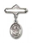 Pin Badge with St. Catherine of Siena Charm and Polished Engravable Badge Pin