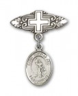 Pin Badge with St. Joan of Arc Charm and Badge Pin with Cross