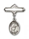 Pin Badge with St. Tarcisius Charm and Polished Engravable Badge Pin