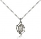 Petite Miraculous Medal Necklace with Pointed Edge