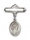 Pin Badge with St. Genevieve Charm and Polished Engravable Badge Pin