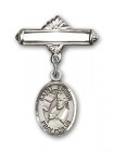 Pin Badge with St. Edwin Charm and Polished Engravable Badge Pin