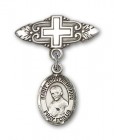 Pin Badge with St. John Neumann Charm and Badge Pin with Cross