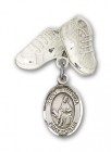 Pin Badge with St. Dymphna Charm and Baby Boots Pin