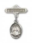Pin Badge with St. John Chrysostom Charm and Godchild Badge Pin