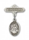 Pin Badge with St. Gabriel Possenti Charm and Godchild Badge Pin