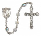St. Amelia Sterling Silver Heirloom Rosary Fancy Crucifix