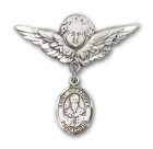 Pin Badge with St. Alexander Sauli Charm and Angel with Larger Wings Badge Pin