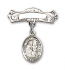 Pin Badge with St. Mary Magdalene Charm and Arched Polished Engravable Badge Pin