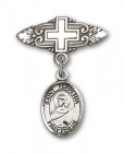 Pin Badge with St. Perpetua Charm and Badge Pin with Cross