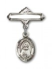 Pin Badge with St. Anastasia Charm and Polished Engravable Badge Pin