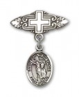 Pin Badge with St. Paul of the Cross Charm and Badge Pin with Cross