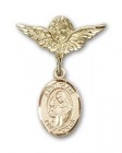 Pin Badge with St. Clare of Assisi Charm and Angel with Smaller Wings Badge Pin