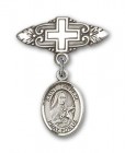Pin Badge with St. Therese of Lisieux Charm and Badge Pin with Cross